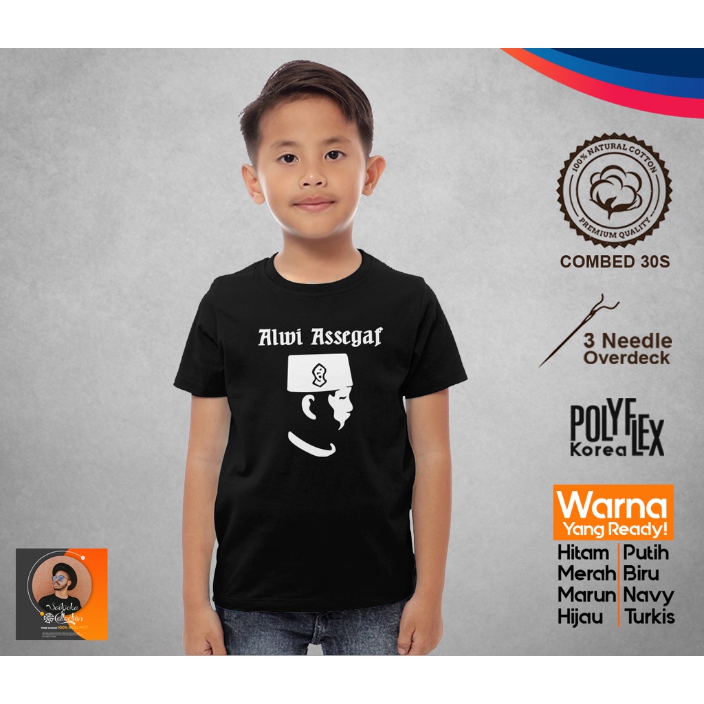 Kaos Custom Anak Alwi Assegaf Siluet Logo Baju Distro Unisex Pria Wanita Cotton Combed 30s