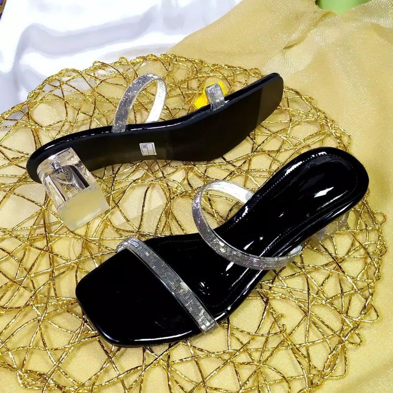 Sandal Heels Hak Kaca Wanita MH-07 5 Cm Anara_Shoes