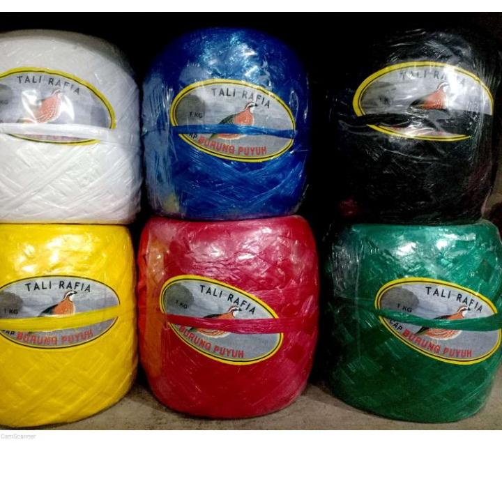 

(TERBAIK!) Tali Rafia Cap Puyuh 1 Kg Warna Warni Merah Biru Hijau Hitam Putih Kuning