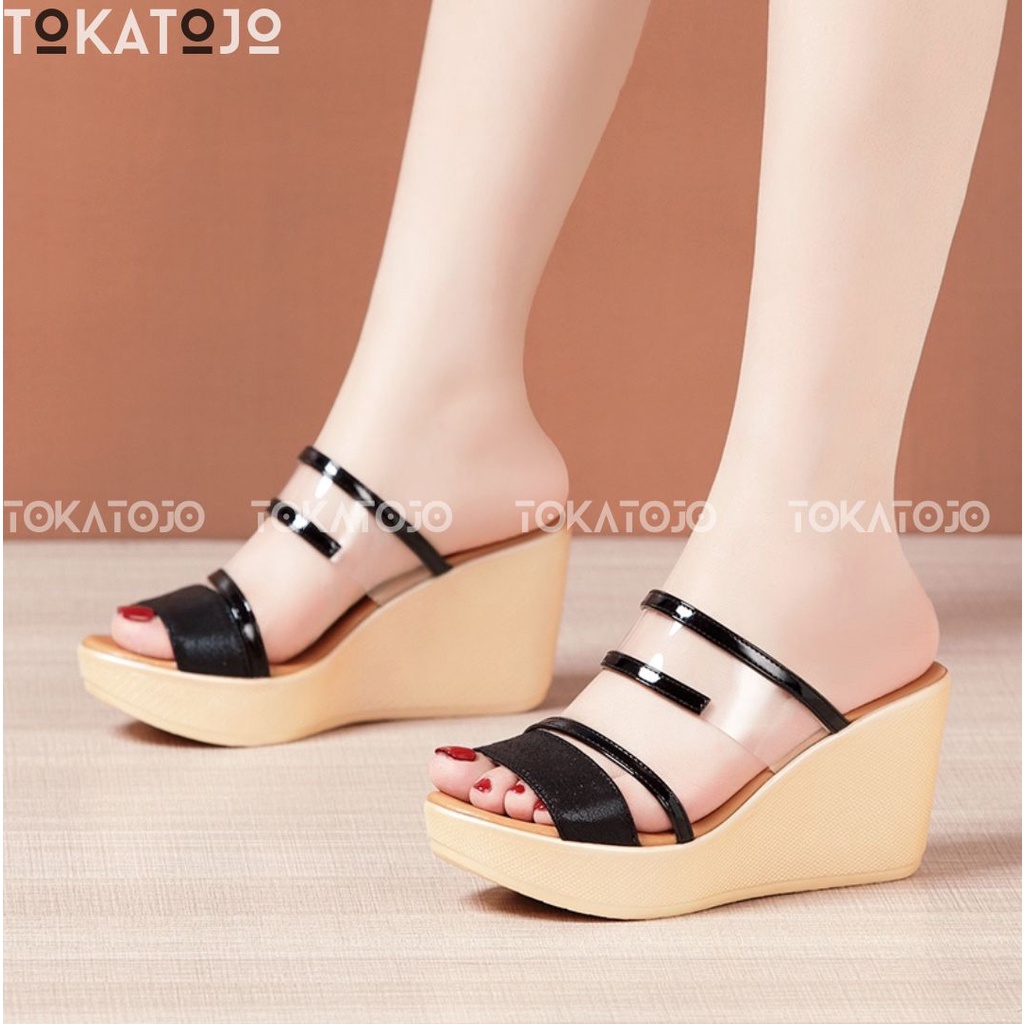 SANDAL WEDGES PESTA NEW FASHION KOREA TERBARU TOKATOJO FASHION MIKA PREMIUM SANDAL WEDGES WANITA CASUAL