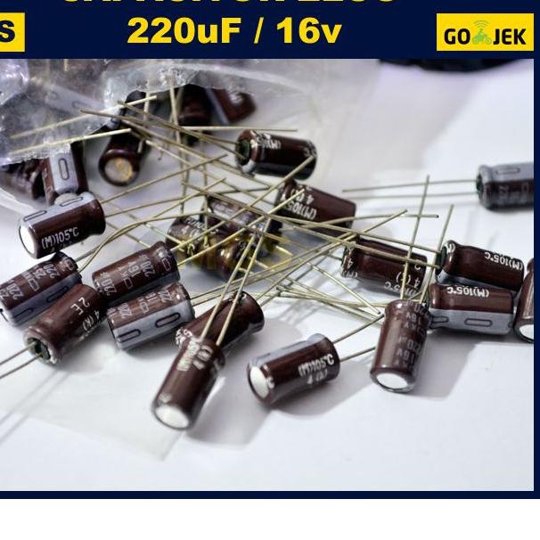 100Pcs Kapasitor Elko 220uf 16v Capacitor 220uf 16v