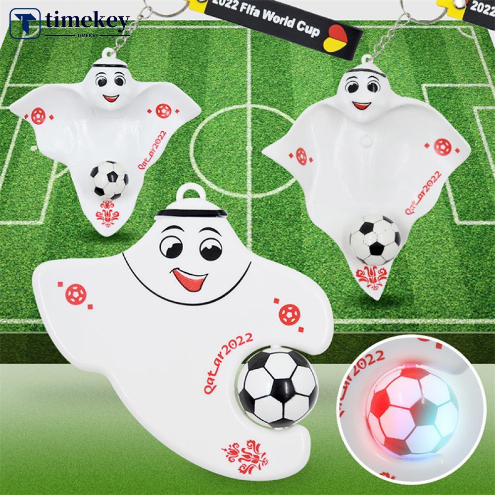 Timekey Gantungan Kunci Desain Maskot Piala Dunia Sepakbola 2022 Dengan Lampu Untuk Pria F8V2