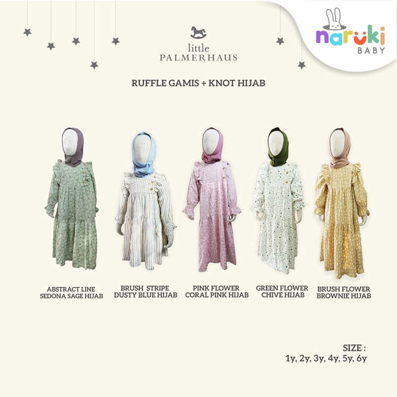 Little Palmerhaus Baju Gamis Set Setelan Gamis Anak Perempuan