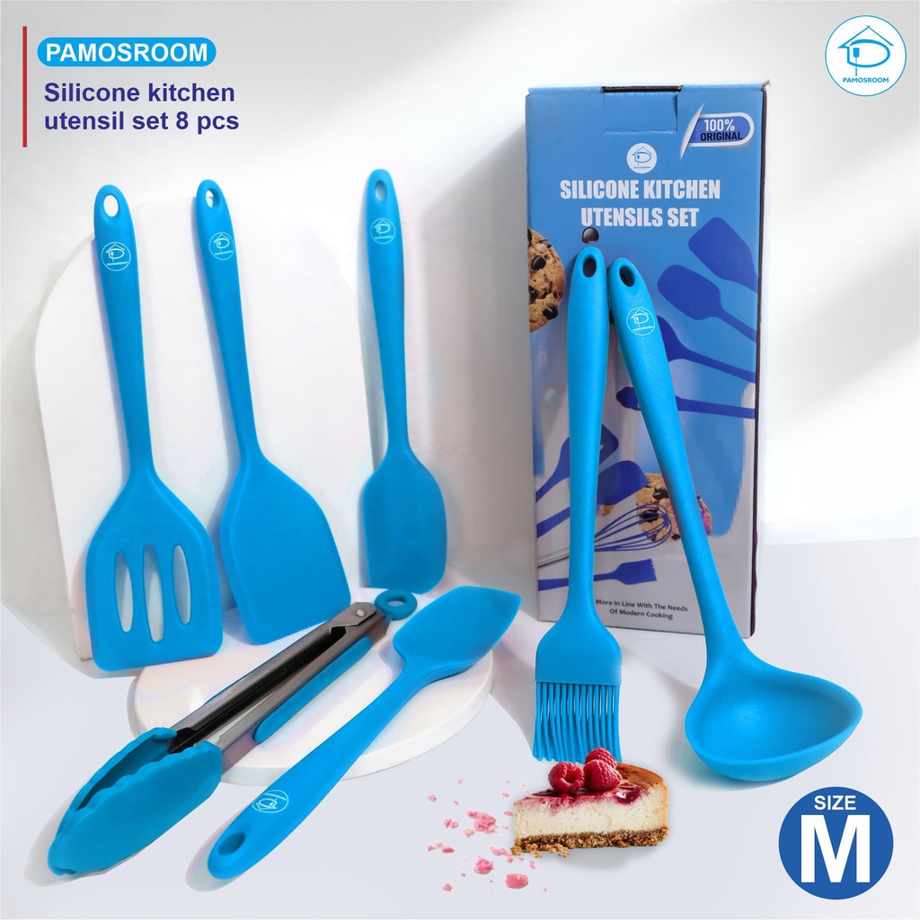 Pamosroom Baking Props Mini 1set 8pcs Alat Masak Set Silikon Spatula Sutil Silicone Kitchen Utensils