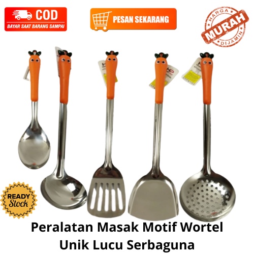 [BISA COD] PROMO Peralatan Memasak Motif Wortel Stainless Tebal Irus Sodet Skimmer Centong Alat Masak Motif Wortel Murah Unik Lucu Terjangkau