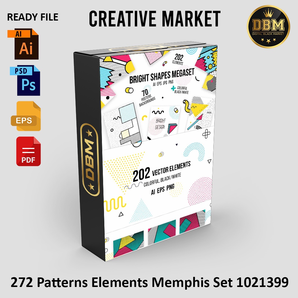 272 Patterns Elements Memphis Set - Vector Designs