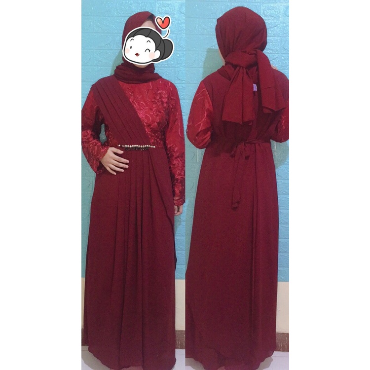 DRESS BRUKAT MUSLIM | OUTFIT KONDANGAN |FREE cincin bulgari premium