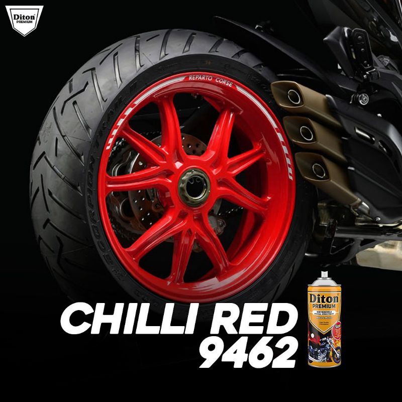 Pilok Merah Chilli Red 9462 Paket Diton Premium Cat Semprot Sepeda Motor Mobil Velg Helm Rangka Term