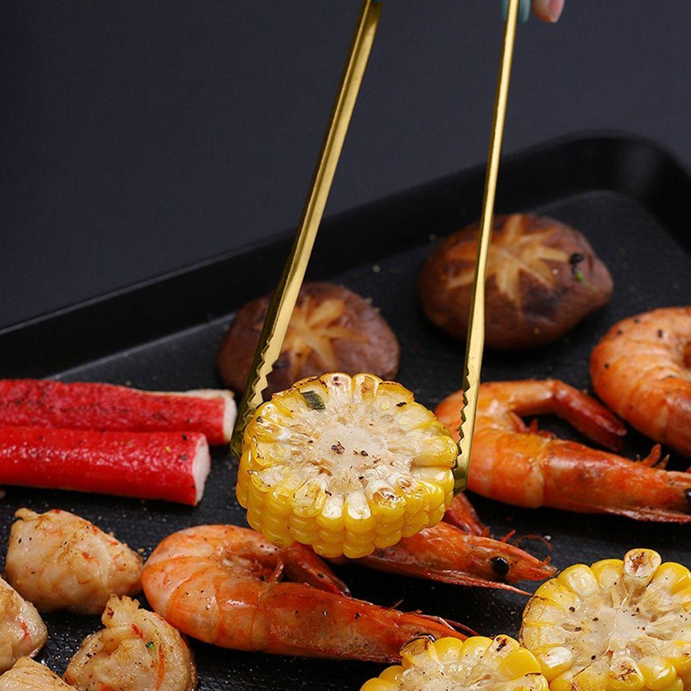 [Elegan] Penjepit Makanan Klip Roti Stainless Steel Non-Slip Peralatan Masak Barbekyu Penjepit Penjepit Saji Alat BBQ