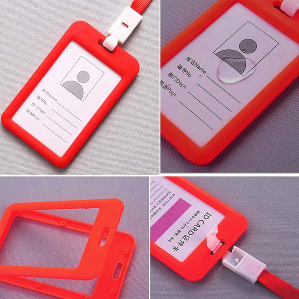 Lanfy ID Card Holder Dual Bening Serbaguna Kantor Sekolah Bisnis Pameran Lengan Kartu