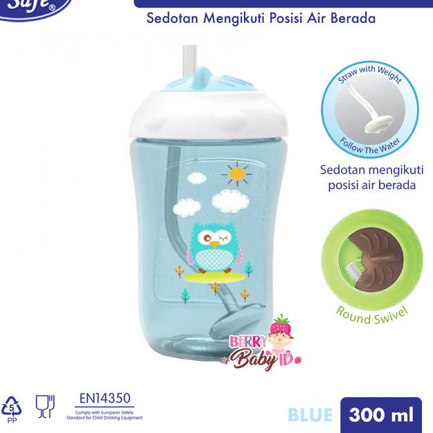 Baby Safe Trainer Cup Weighted Straw 300 ml Tempat Minum Bayi Sedotan - Grey