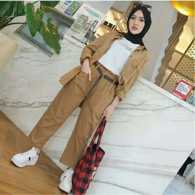 Celana Luna Model Gesper  Katun Streach (BB 40-55 Kg)
