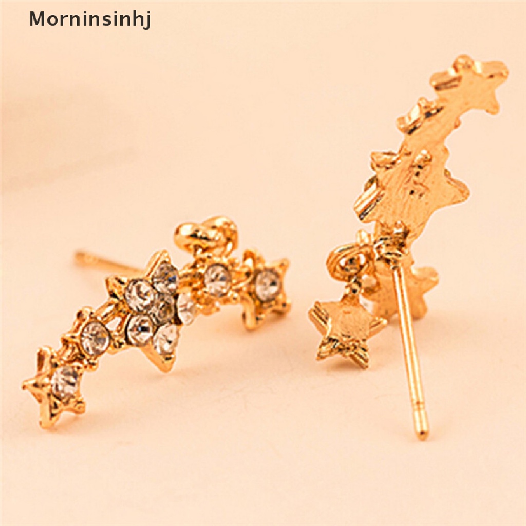 Mornin Bintang Kristal Berlian Imitasi Ear Stud Earring Eardrop Anting Wanita Perhiasan Fashion id