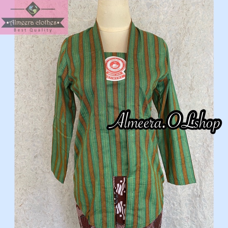 kebaya lurik alusan warna hijau rajakeong istimewa