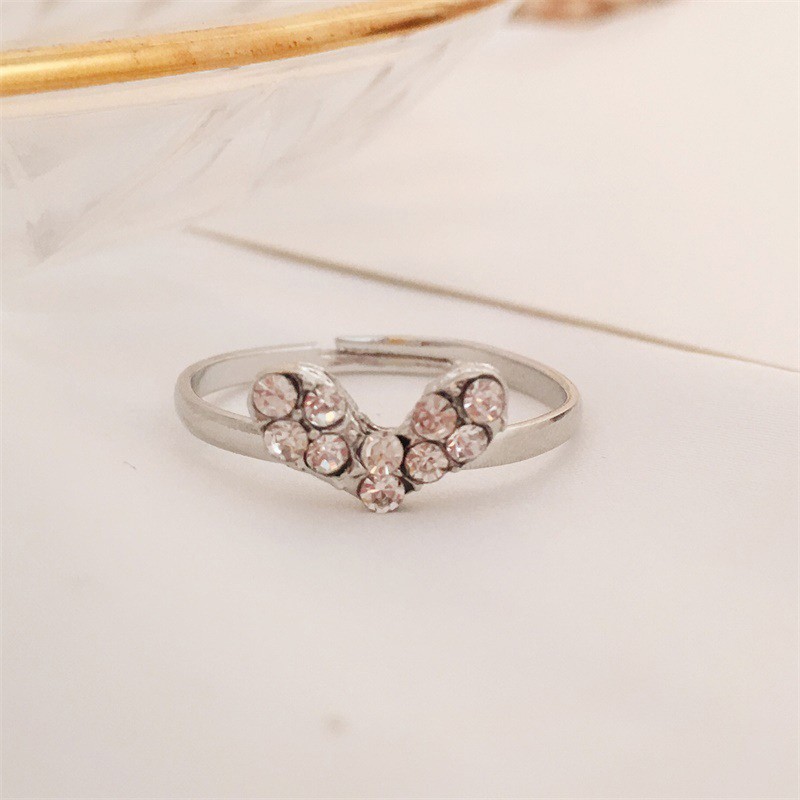 Cincin berlian retro berlian penuh cinta cinta mengkilap perempuan Ring