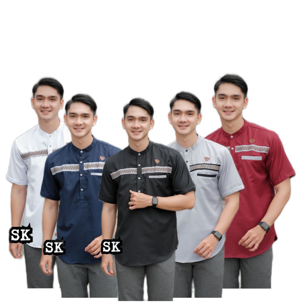baju koko kurta ff pria dewasa lengan pendek 3/4 casual murah  modern kekinian terbaru 2022 bahan to