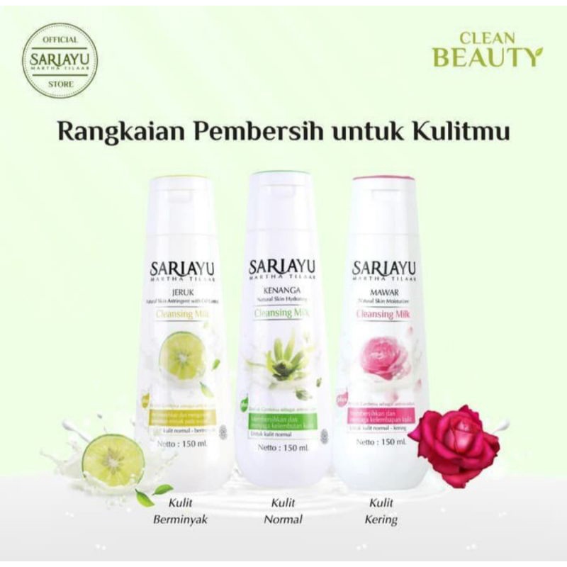 Sariayu Cleansing Milk 150ml Besar Sari ayu Pembersih wajah alami Cleanser muka Sari ayu Martha Tilaar Skincare BPOM