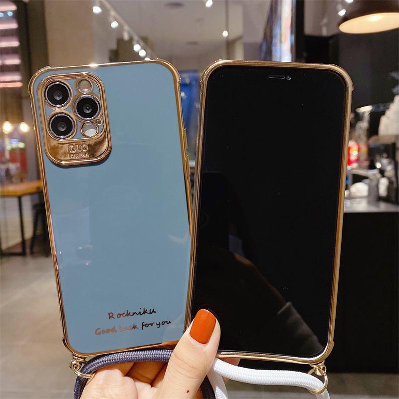 Soft Case Dengan Lanyard Untuk Iphone 12pro Max 12mini 11pro Max Xs Max Xr 7 / 8 / Se2020 7plus / 8plus 6splus