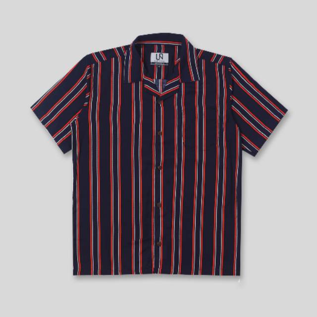 Navy Red Bowling Shirt