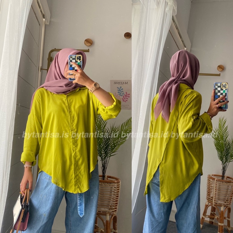 KEMEJA BASIC RAYON TULIP BELAKANG SILANG BAHAN ADEM JATUH