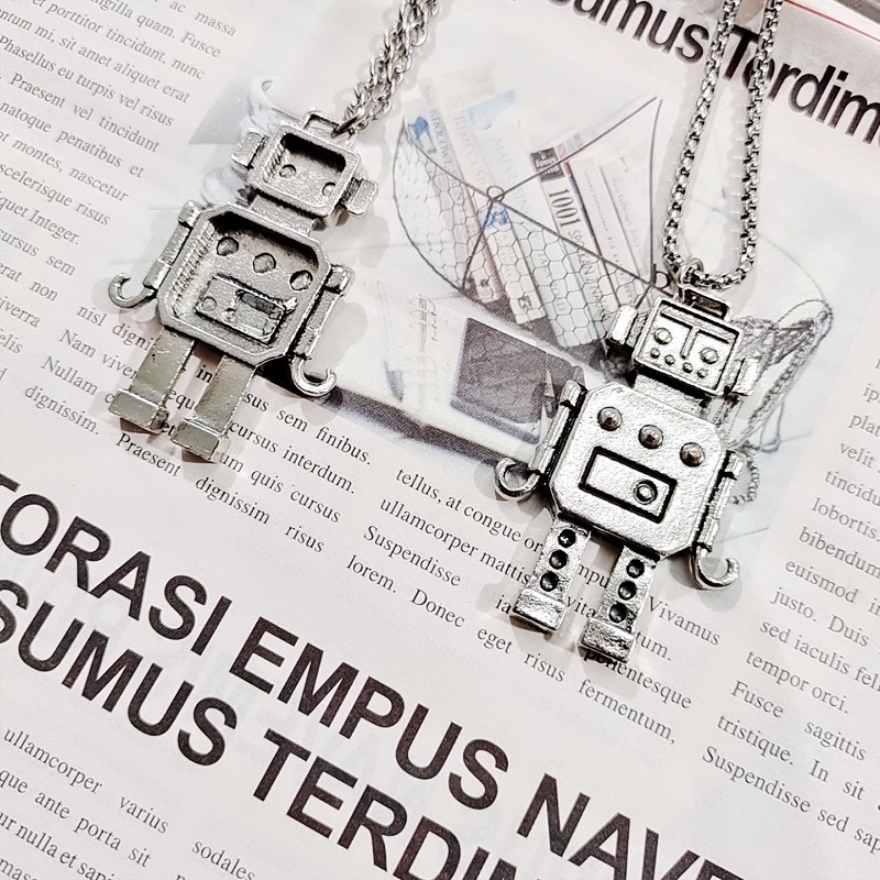 Eropa dan Amerika logam retro robot kalung kepribadian rantai sweater Keren Bumi disco hip-hop stree