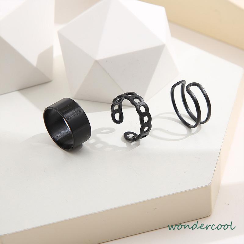 3pcs Set Cincin Jari Knuckle Gaya Vintage Punk Korea Untuk Pria Dan Cincin Wanita -Won