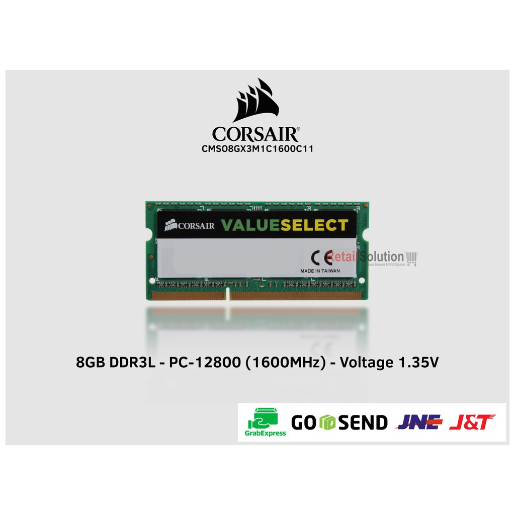 RAM Corsair 8GB DDR3L PC-12800 SODIMM - CMSO8GX3M1C1600C11