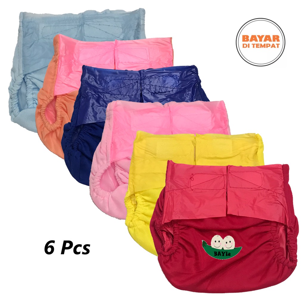 BAYIe - 6 Pcs Popok / Celana Bayi Kain Cuci Ulang REKAT / Diapers / Celana Lampin / Clodi Murah