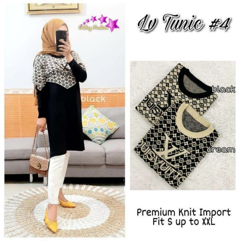 LV Tunik #4 Bahan Rajut Knit All Size Import Selke