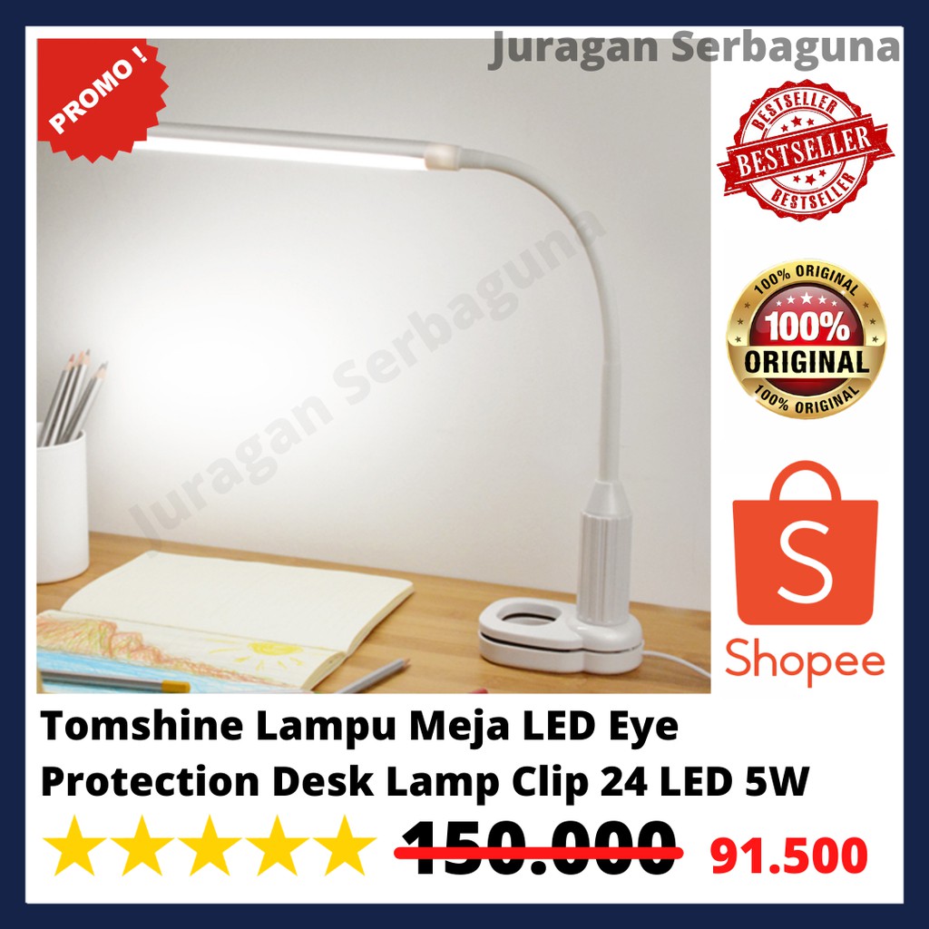 Tomshine Lampu Meja LED Eye Protection Desk Lamp Clip 24 LED 5W 5000K-5500K - L1515W - White