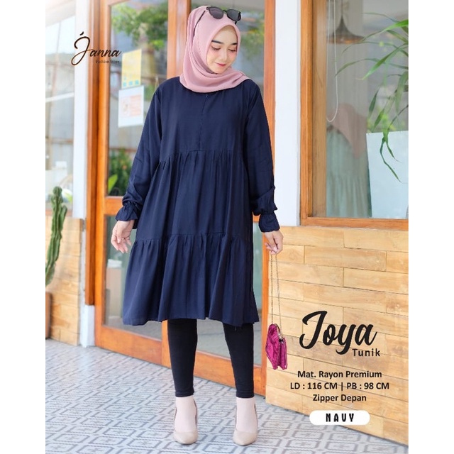 NEW JOYA TUNIK LD116 MAT RAYON PREMIUM HQ BUSUI ZIPER DEPAN ORIGINAL JANNA