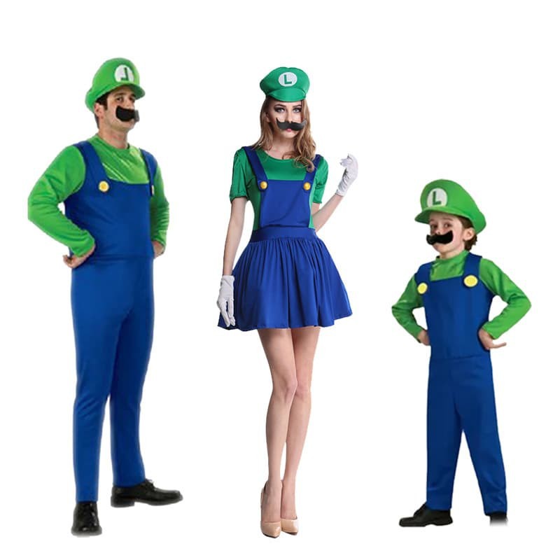 SUPER MARIO BROSS costume cosplay halloween kostum anak mario luigi