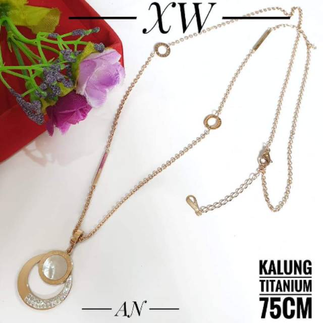 Kalung titanium rose gold 75cm