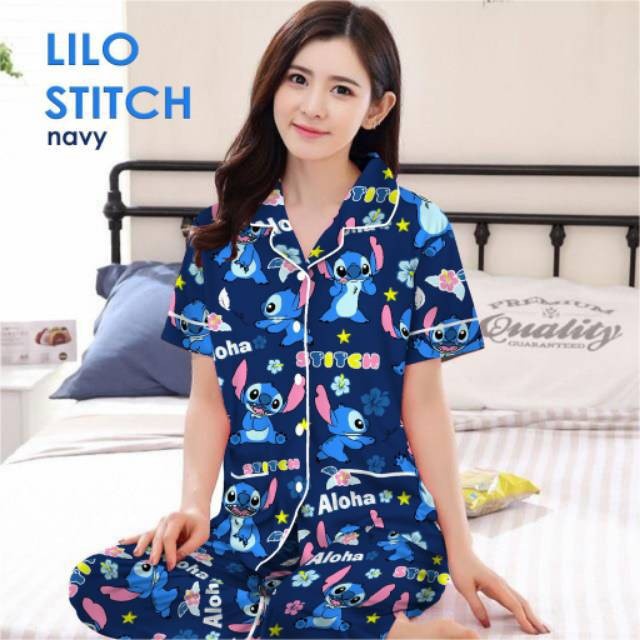 SETELAN PIYAMA / BAJU TIDUR WANITA LENGAN PENDEK MOTIF KEKINIAN CP