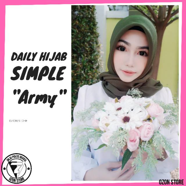 Kerudung Segi Empat Bella Square Hijab Jilbab Polycotton Daily Hijab Simple - HIJAU ARMY