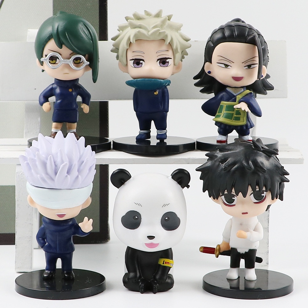 6pcs / set Action Figure Anime Jujutsu Kaisen Itadori Yuji Fushiguro Megumi Q ver Ornamen Action Figure Model Anak Untuk Desktop