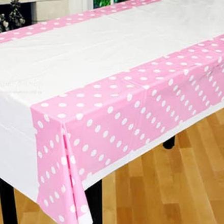 

TABLE COVER PLASTIK/ TAPLAK MEJA POLKADOT PINK