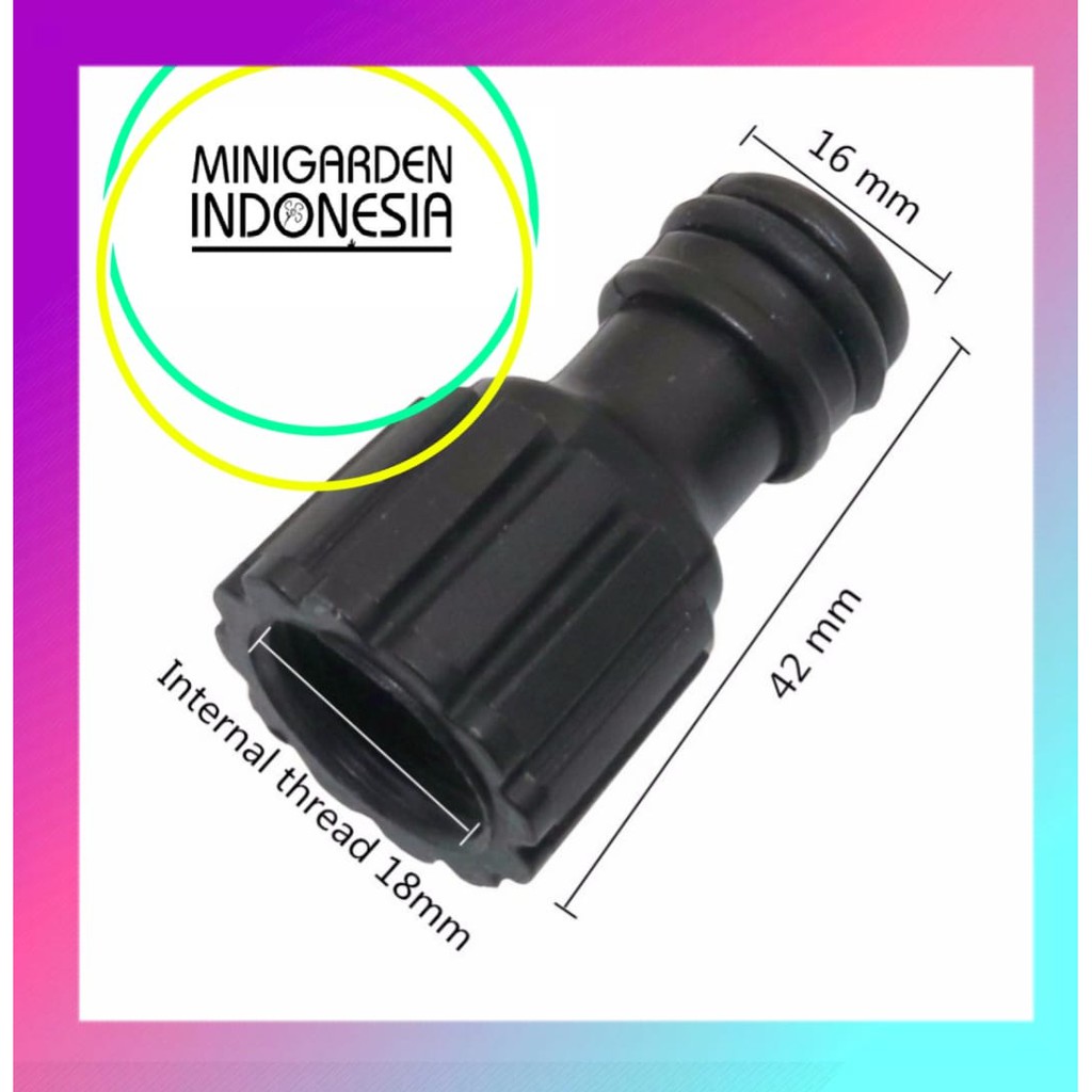 KONEKTOR POMPA DC 12V HITAM 18MM soket quick realease connector male to female selang irigasi taman