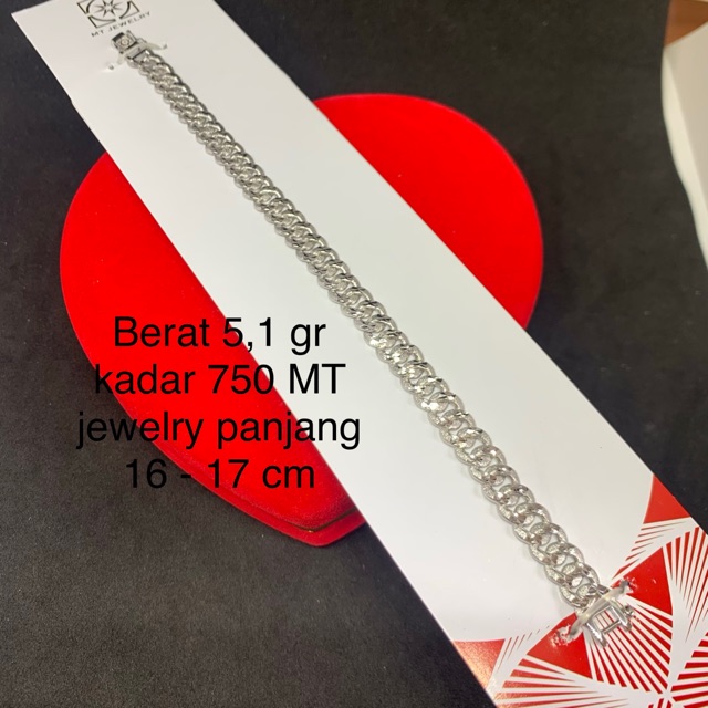 Gelang emas asli mas putih sisik naga kdr 750 MT jewelry