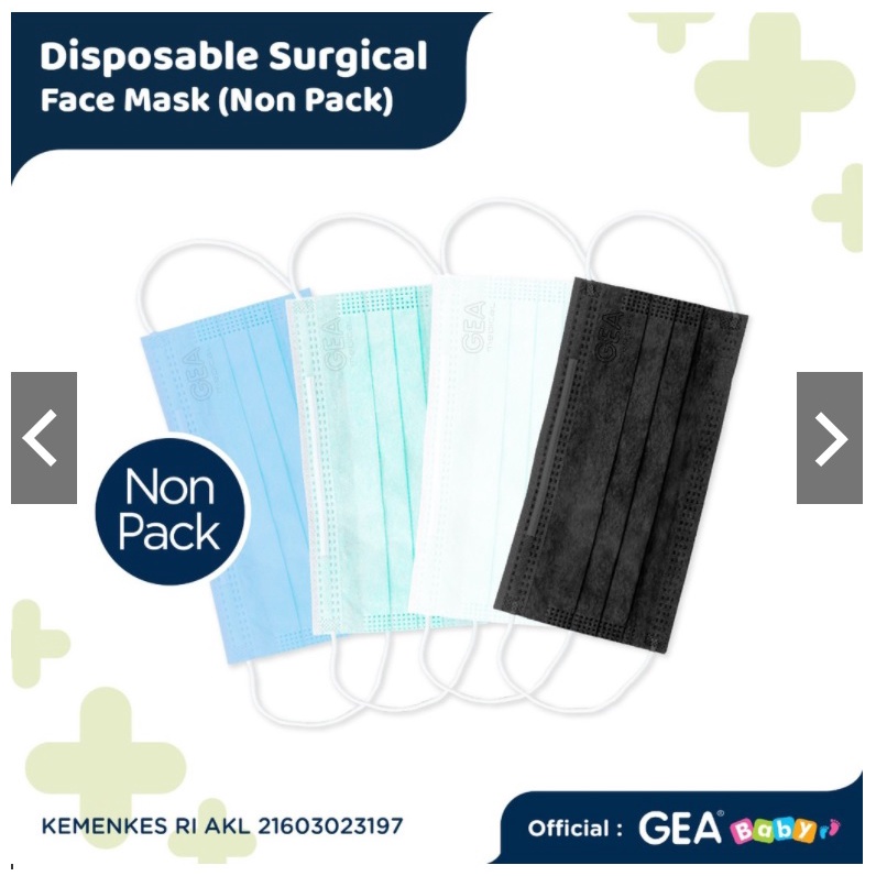 GEA MEDICAL SURGICAL MASK 3PLY SINGLE PACK OR NON PACK MAKER WAJAH