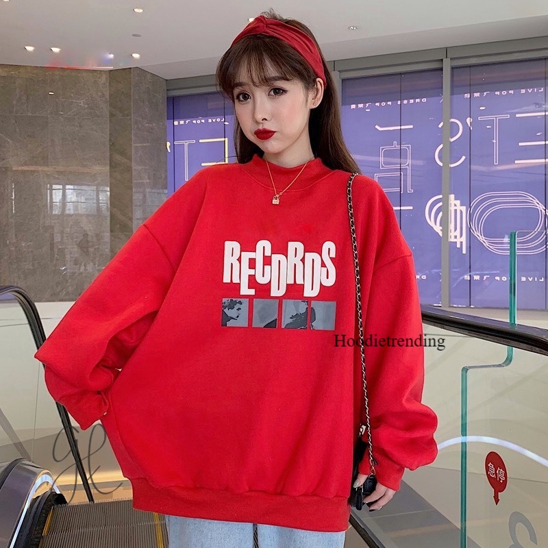 HODISO - Basic Sweater Records Fleece M-Xxl Unisex (Pria&amp;Wanita) Korean Style