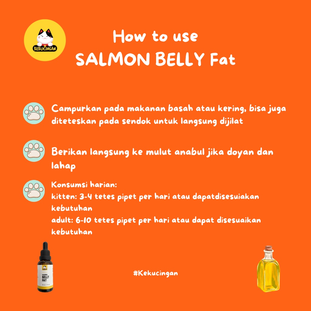 Minyak Ikan Salmon BELLY FAT Salmon Oil Suplemen Penggemuk dan Bulu Untuk Kucing Anjing 30 ml