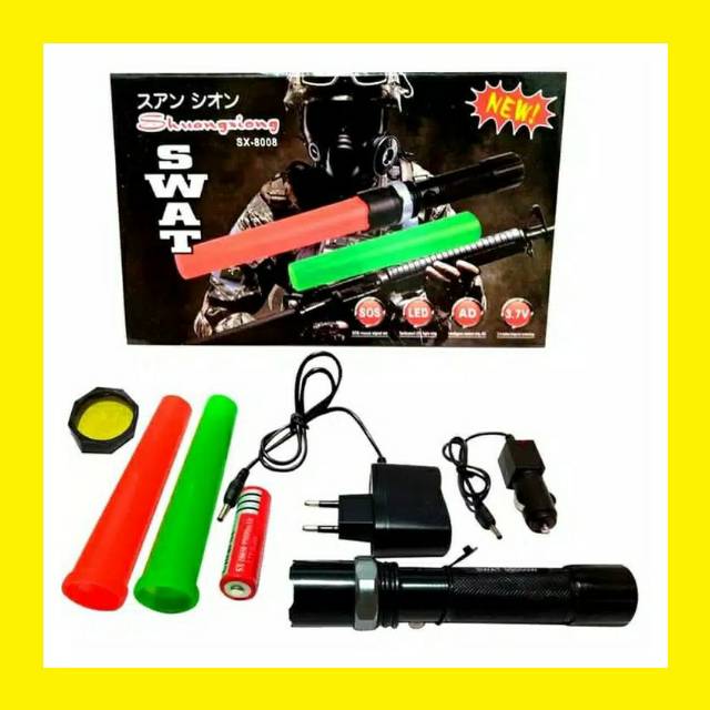 Senter Swat Police Original / Lampu Senter Police cas / Senter Sepeda Lalin Cas