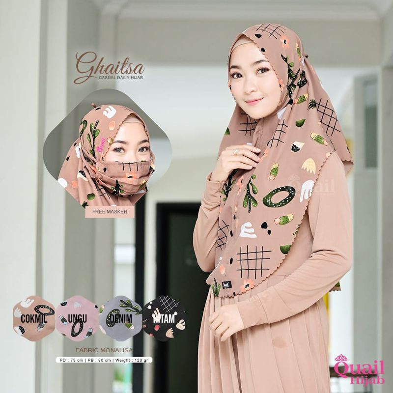 Jilbab Ghaitsa Motif Instan ori Quail