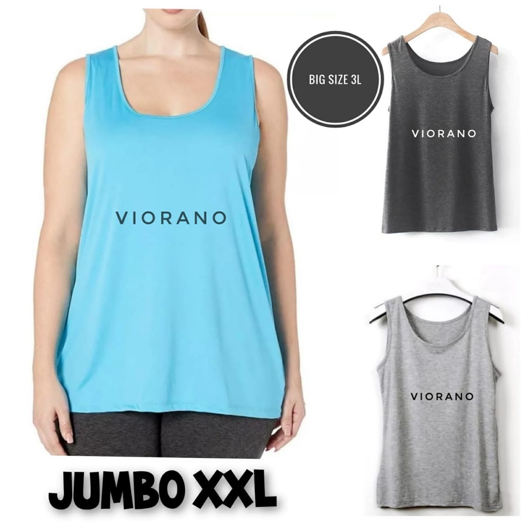 Jumbo Tanktop Tali Lebar Singlet Wanita Bahan Kaos Adem Big Size / Singlet Kaos Dalaman Tengtop Ld Besar Ten Top Jumbo XXL Super Big Size