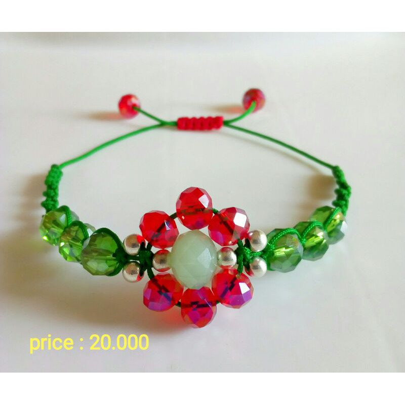 HANDMADE gelang batu kristal ceko bentuk bunga