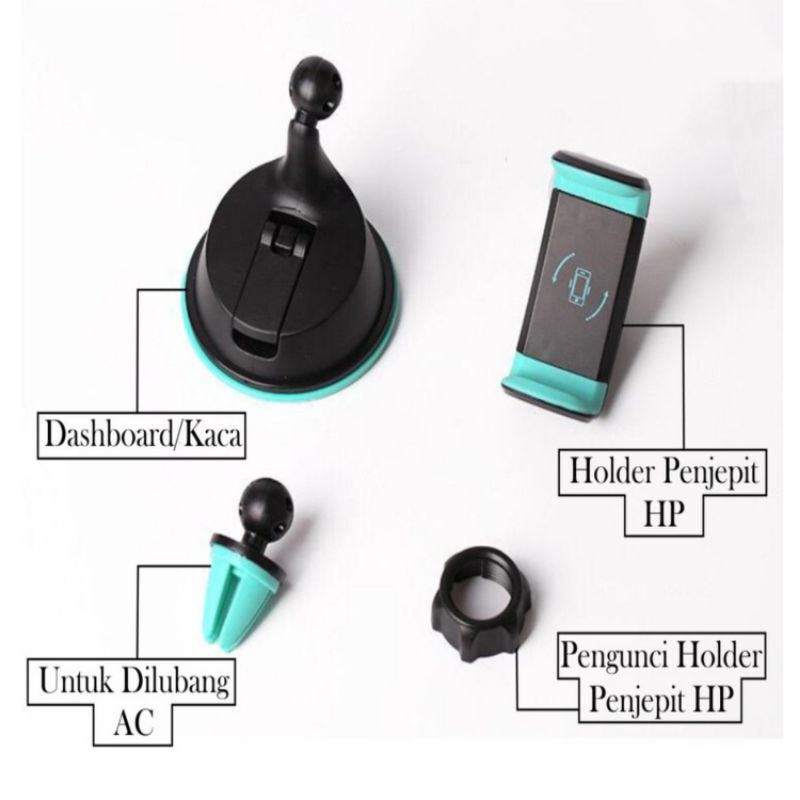 Car Holder HP Mobil Stand Dashboard Mount Ventilation Berputar 360 Car Phone Bracket