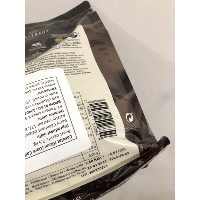 2,5 KG Callebaut Chocolate 54% / Chocolate Callebaut 811