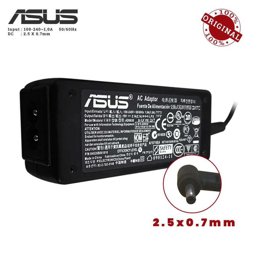 Adaptor Laptop 19v 2.1A Dc 2.5x0.7mm 40w ad6630 for ASUS eee pc 1106 1104 1005 1101 - Adapter charger notebook