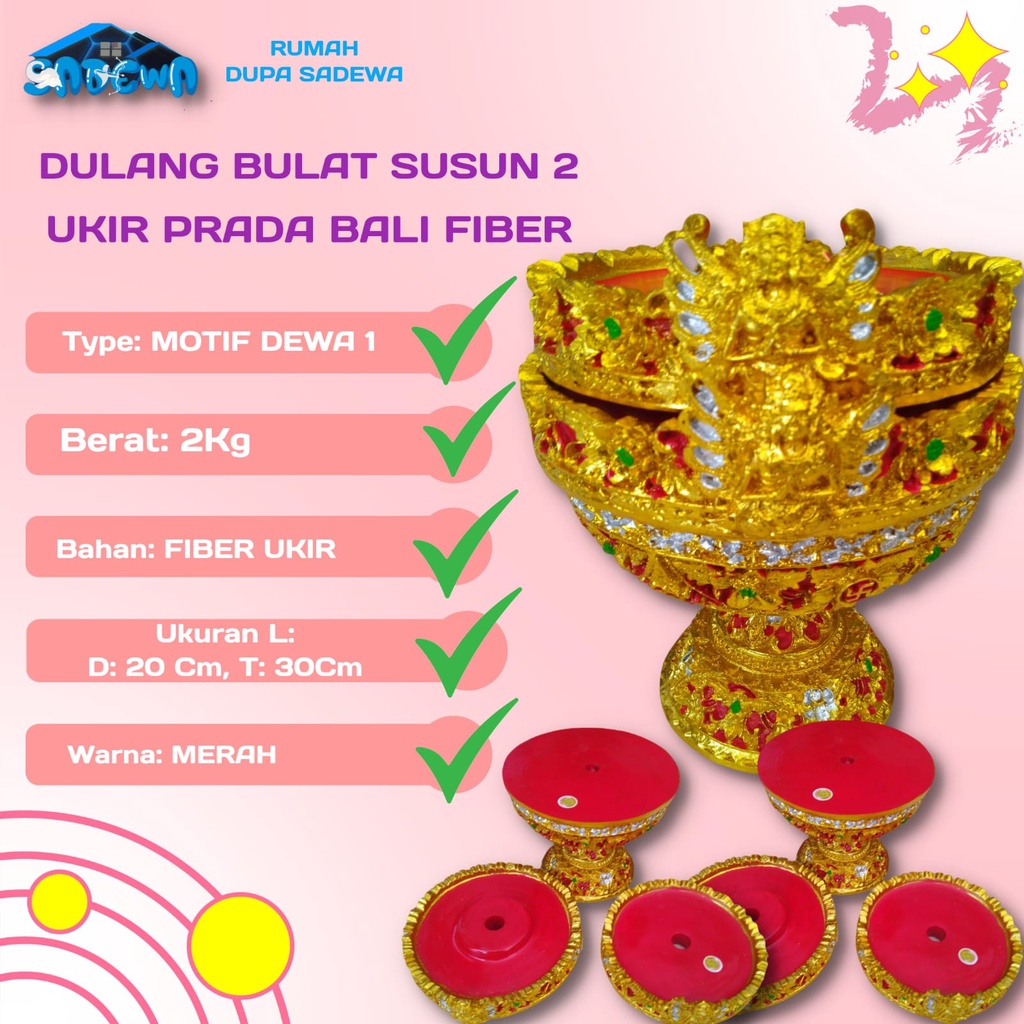 DULANG SUSUN 3 SUSUN 2 KOTAK BULAT UKIR PRADA BALI BAHAN FIBER
